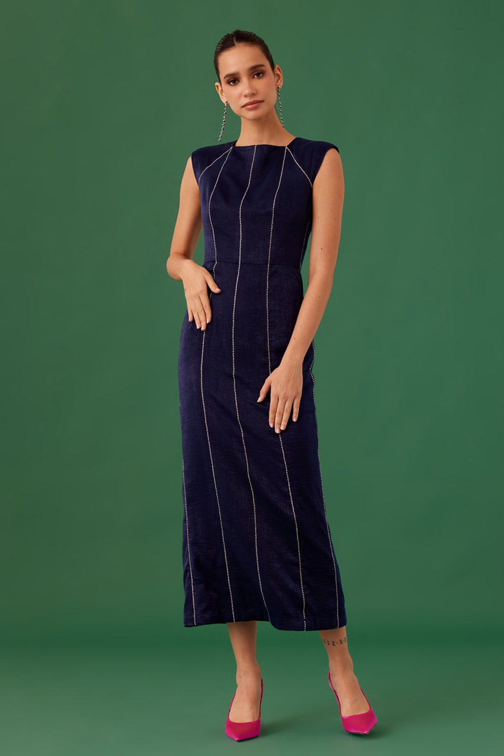 Navy Blue Straight Cut Dress