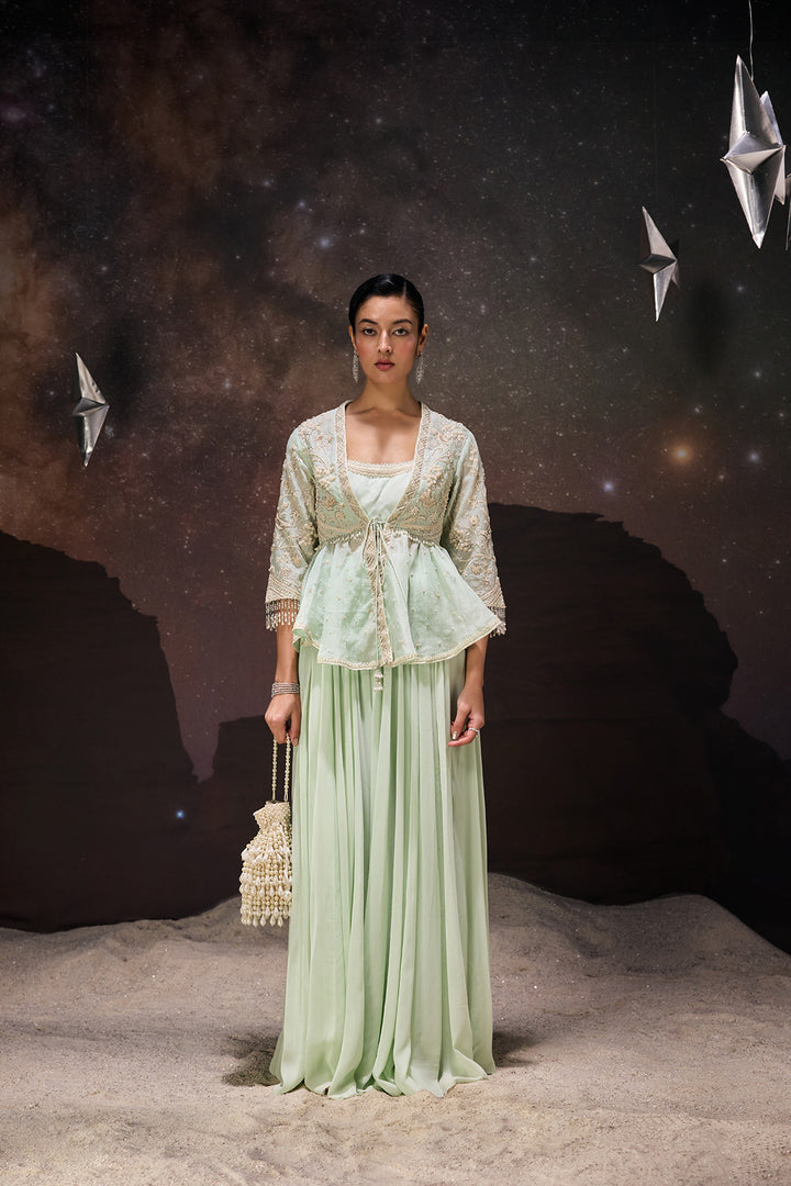 Mint Green Breezy Peplum Sharara Set