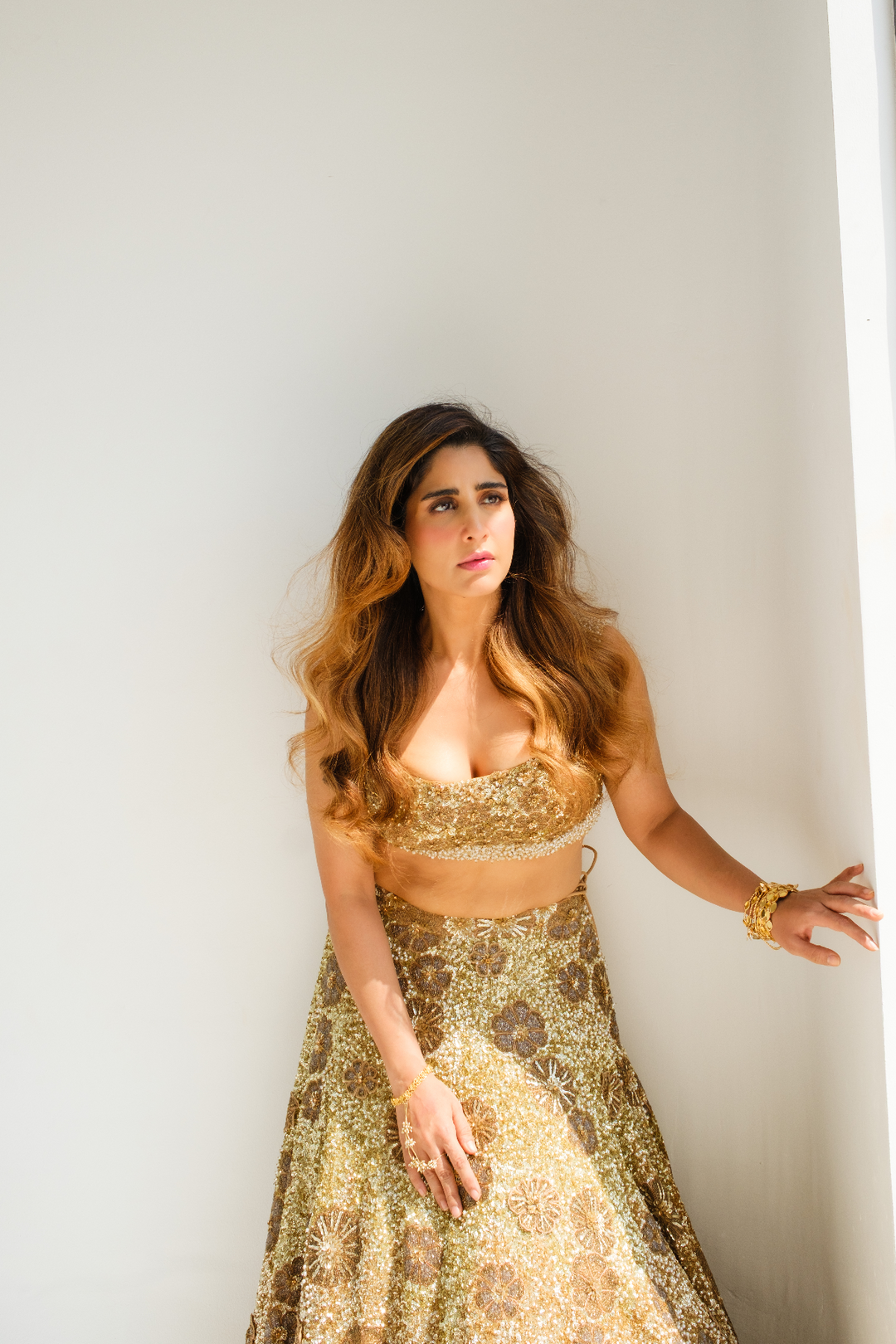 Saloni Batra In Whispers of Gleaming Sakura Lehenga Set