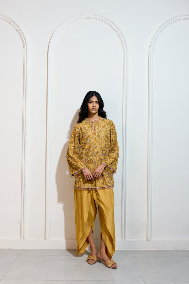 The Aki Mustard Dhoti Set