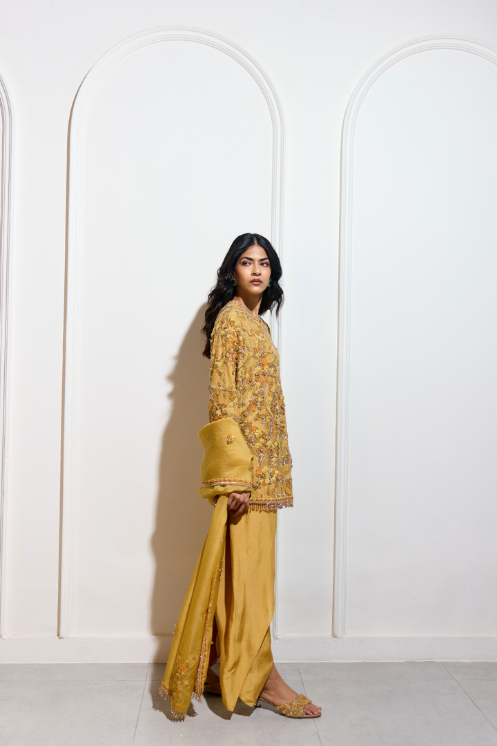 The Aki Mustard Dhoti Set
