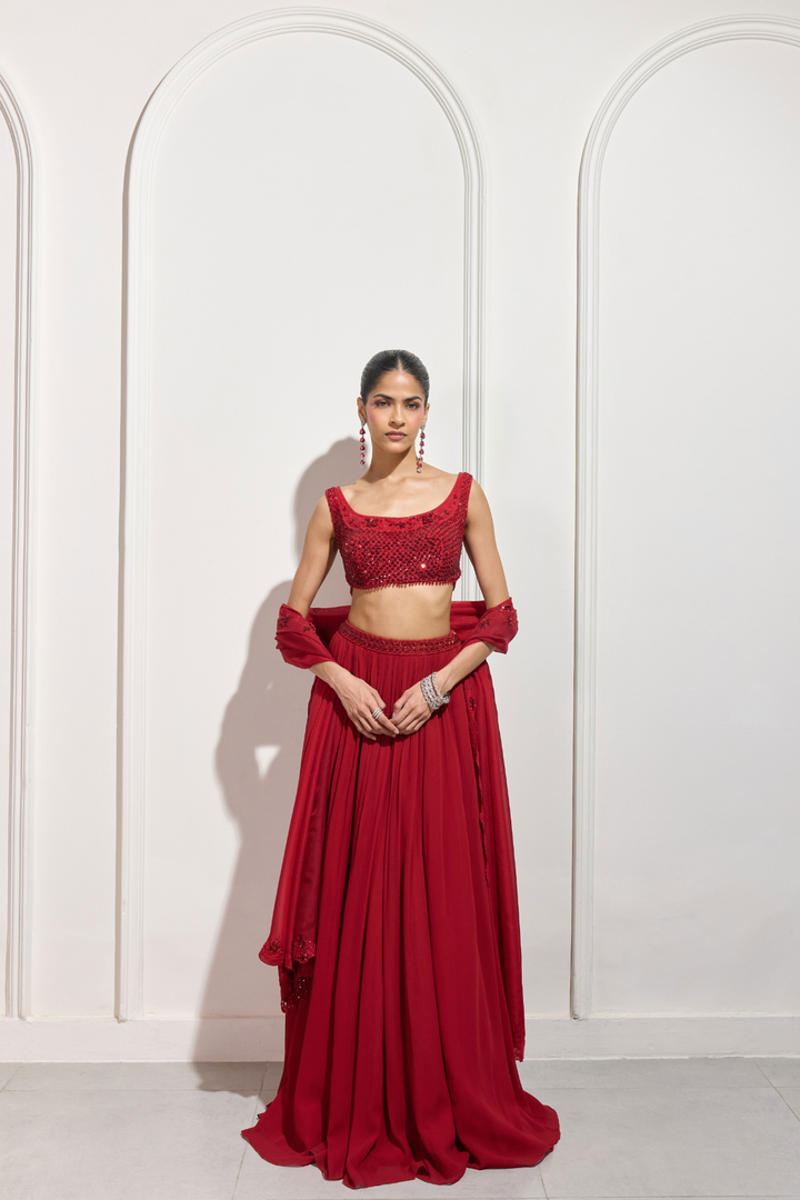 The Akari Red Lehenga Set