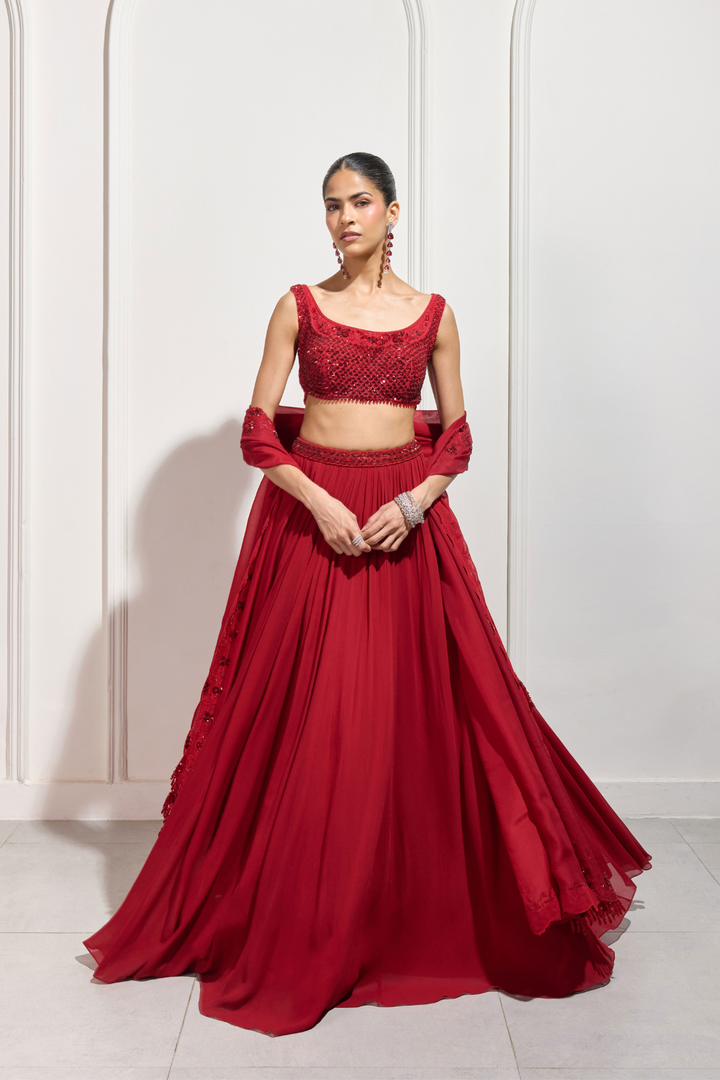 The Akari Red Lehenga Set