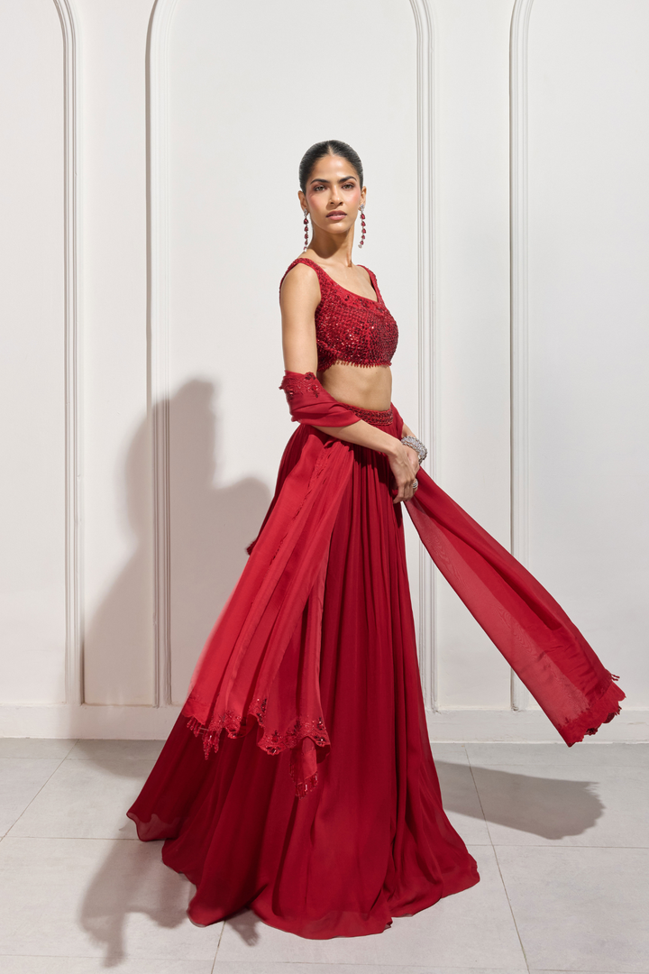 The Akari Red Lehenga Set