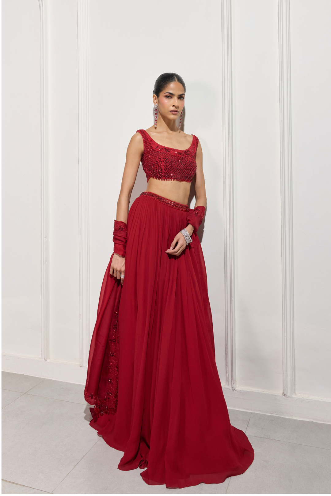 The Akari Red Lehenga Set