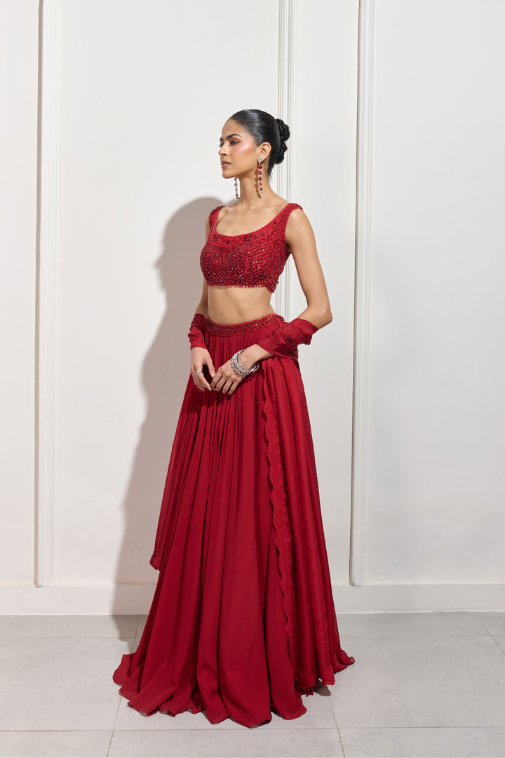 The Akari Red Lehenga Set