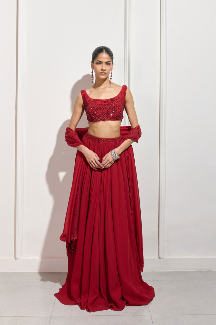 The Akari Red Lehenga Set