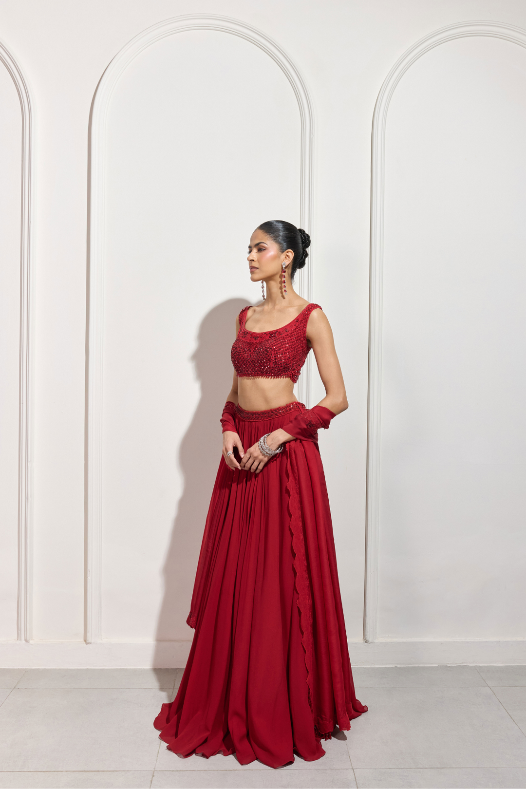 The Akari Red Lehenga Set
