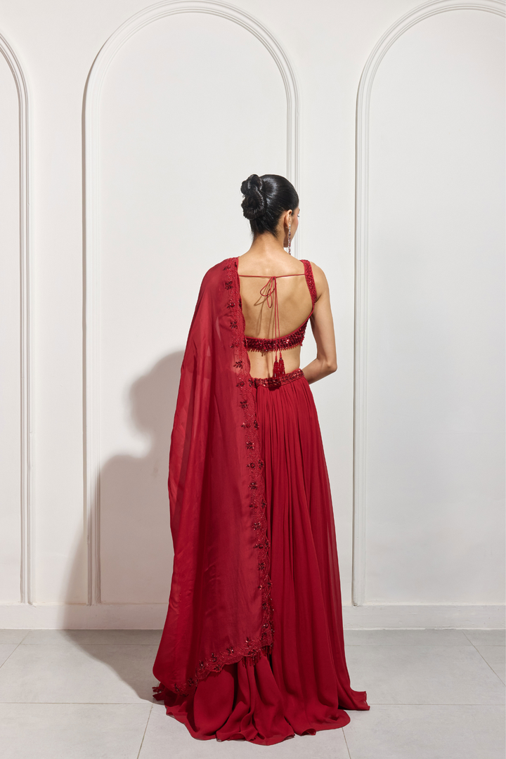 The Akari Red Lehenga Set
