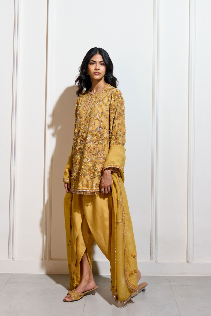 The Aki Mustard Dhoti Set