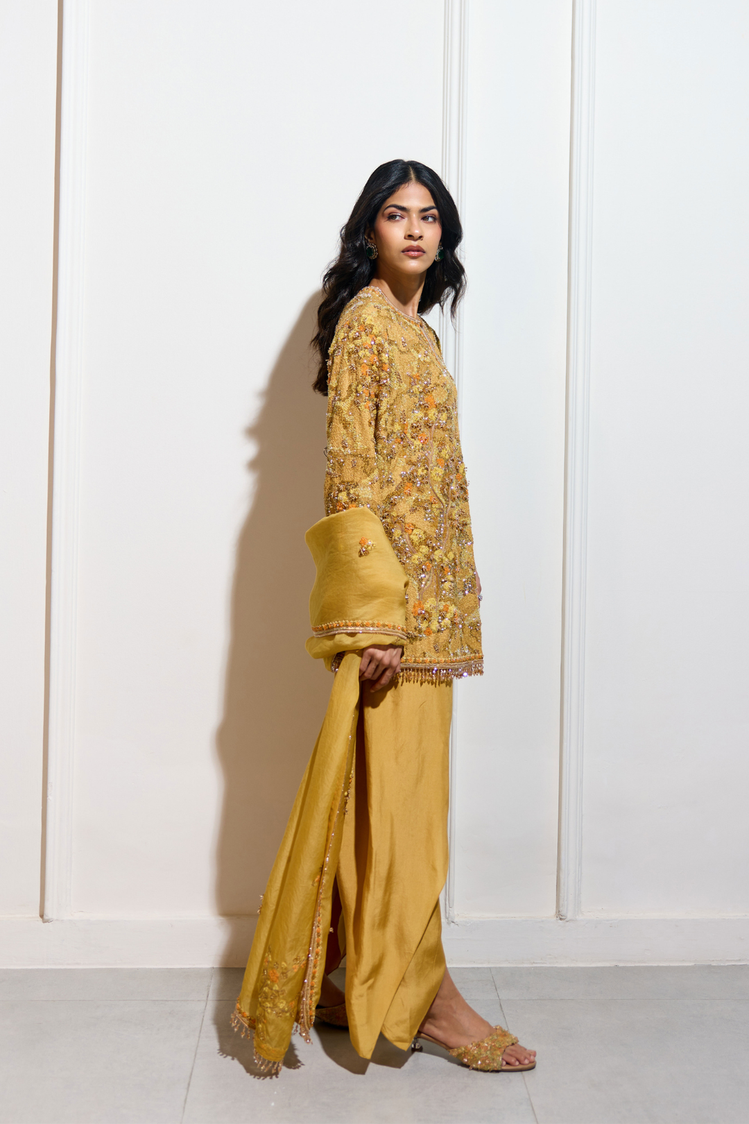 The Aki Mustard Dhoti Set
