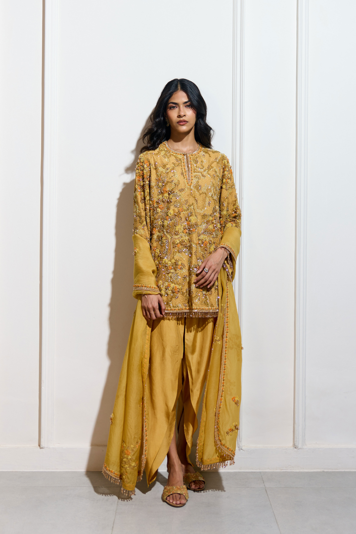 The Aki Mustard Dhoti Set