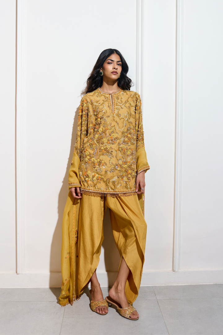 The Aki Mustard Dhoti Set