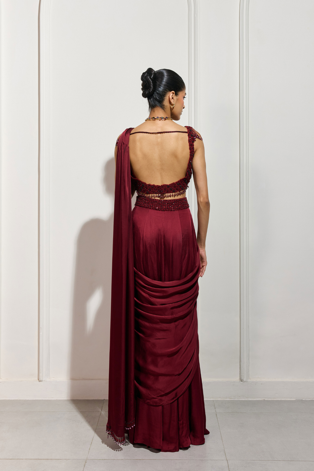 The Crimson Hanami Drape Saree