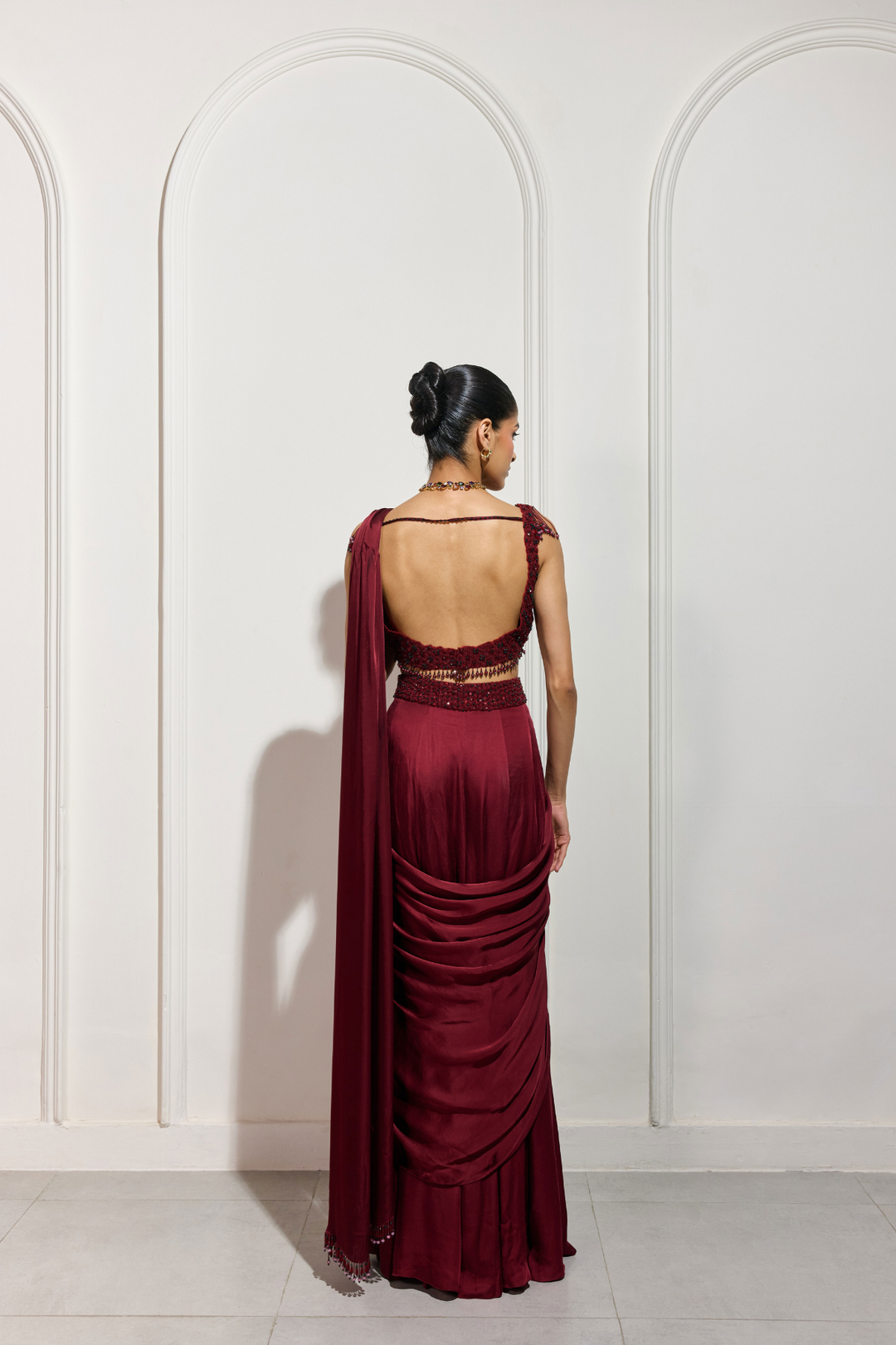 The Crimson Hanami Drape Saree