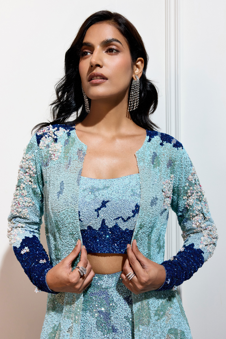 The Indigo Bloom Jacket Set