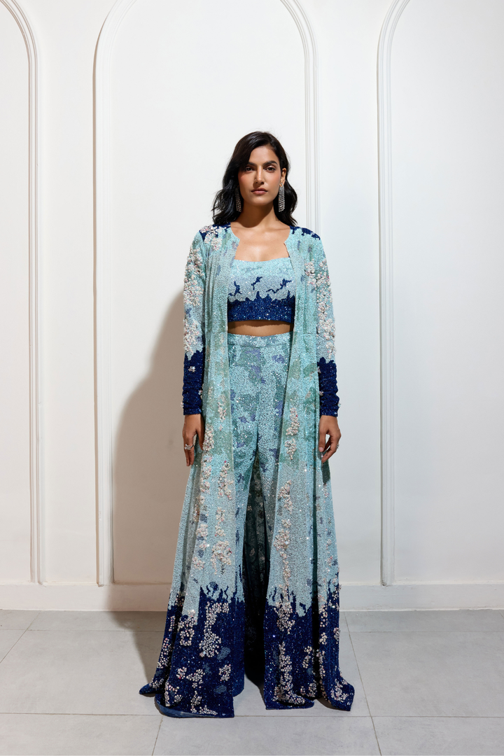 The Indigo Bloom Jacket Set