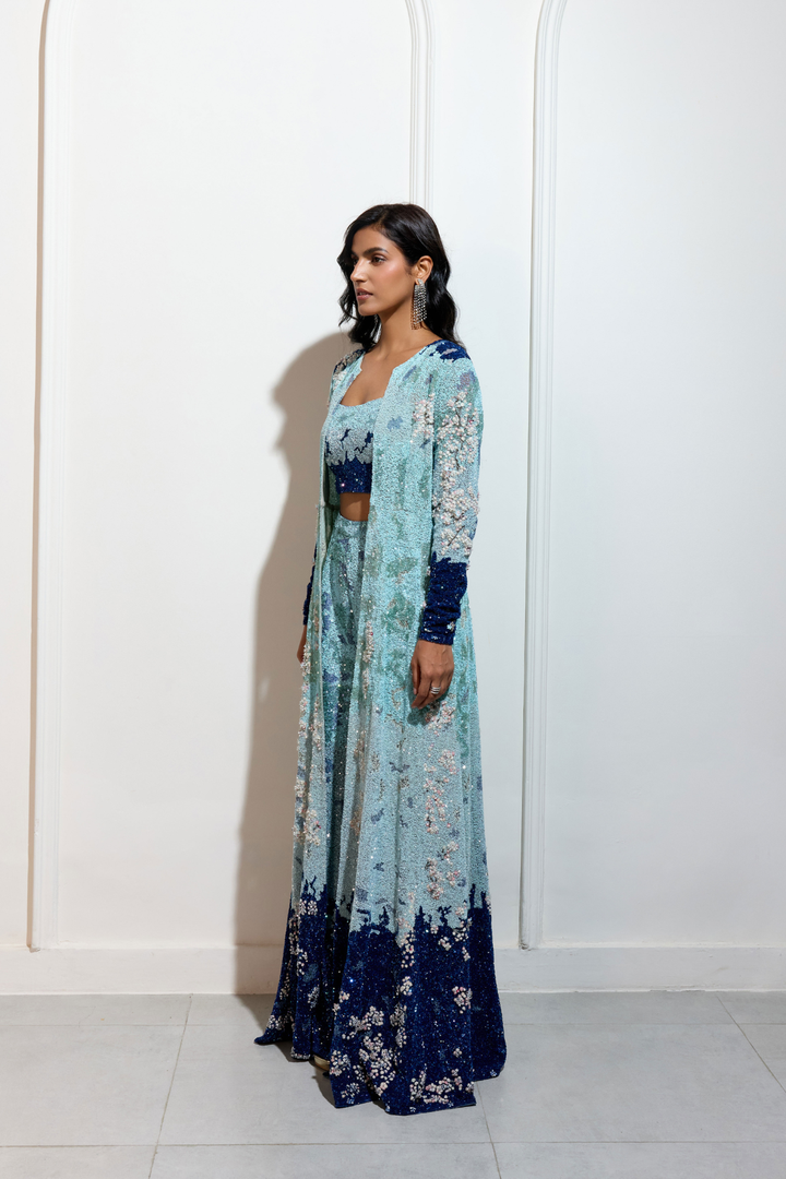 The Indigo Bloom Jacket Set