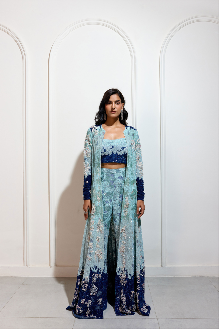 The Indigo Bloom Jacket Set