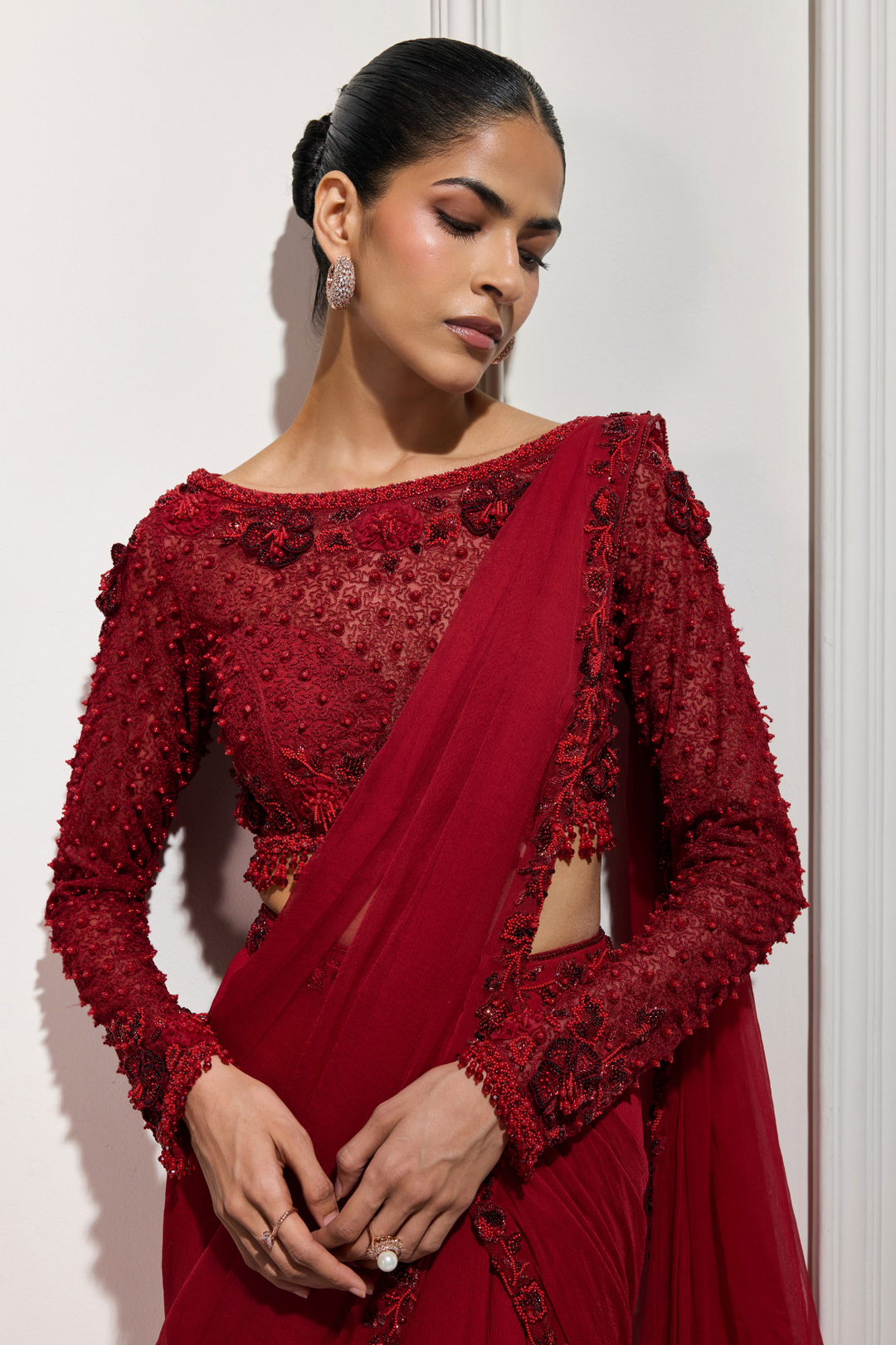 The Shōji Crimson Saree