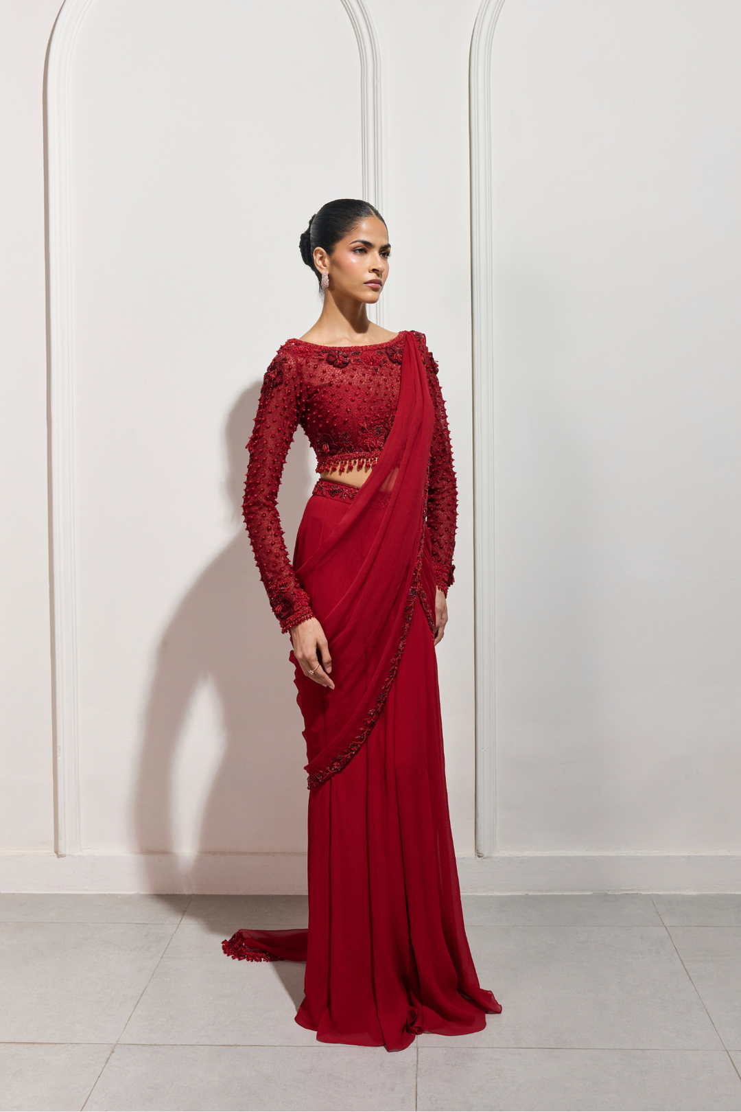 The Shōji Crimson Saree