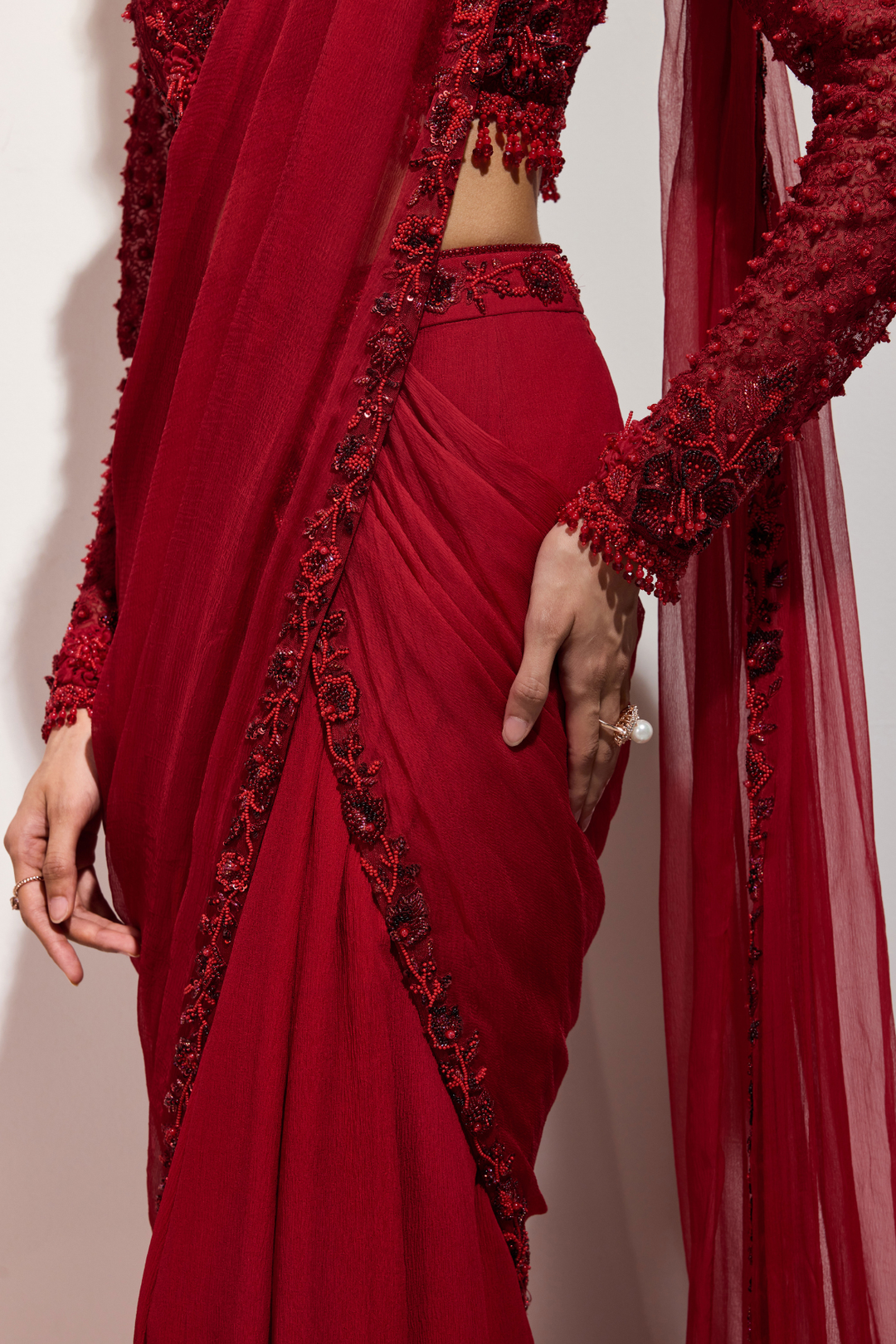 The Shōji Crimson Saree