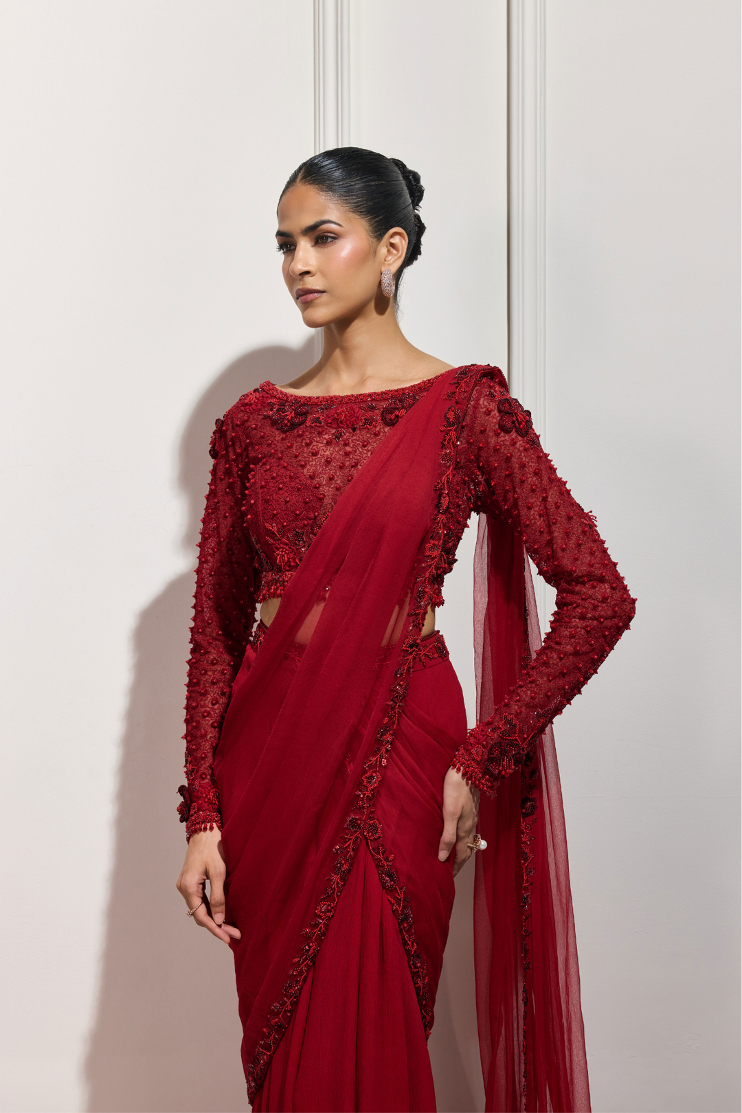 The Shōji Crimson Saree