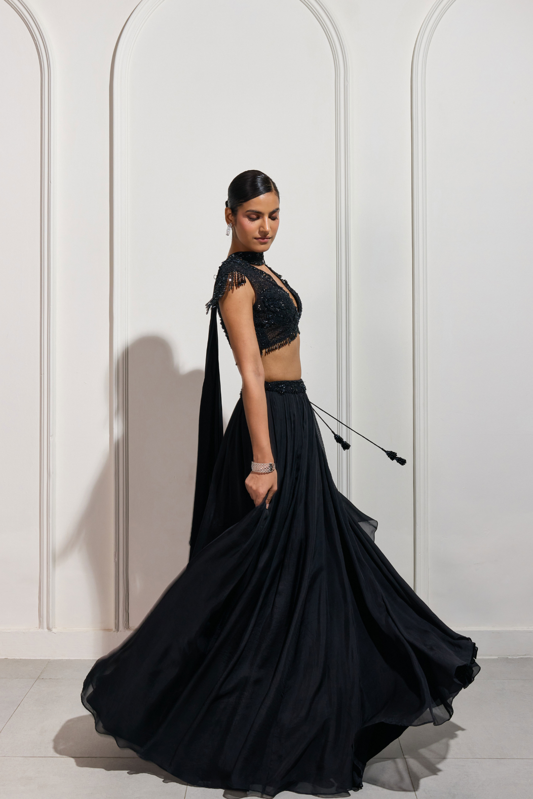 The Yoru Black Lehenga Set