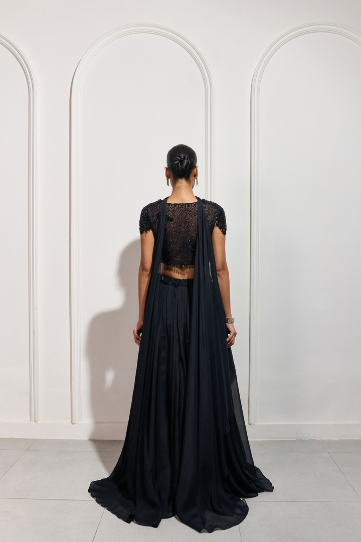 The Yoru Black Lehenga Set