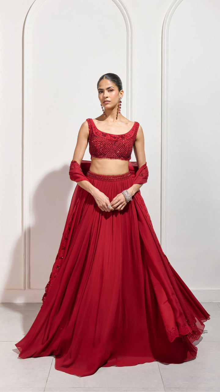 The Akari Red Lehenga Set