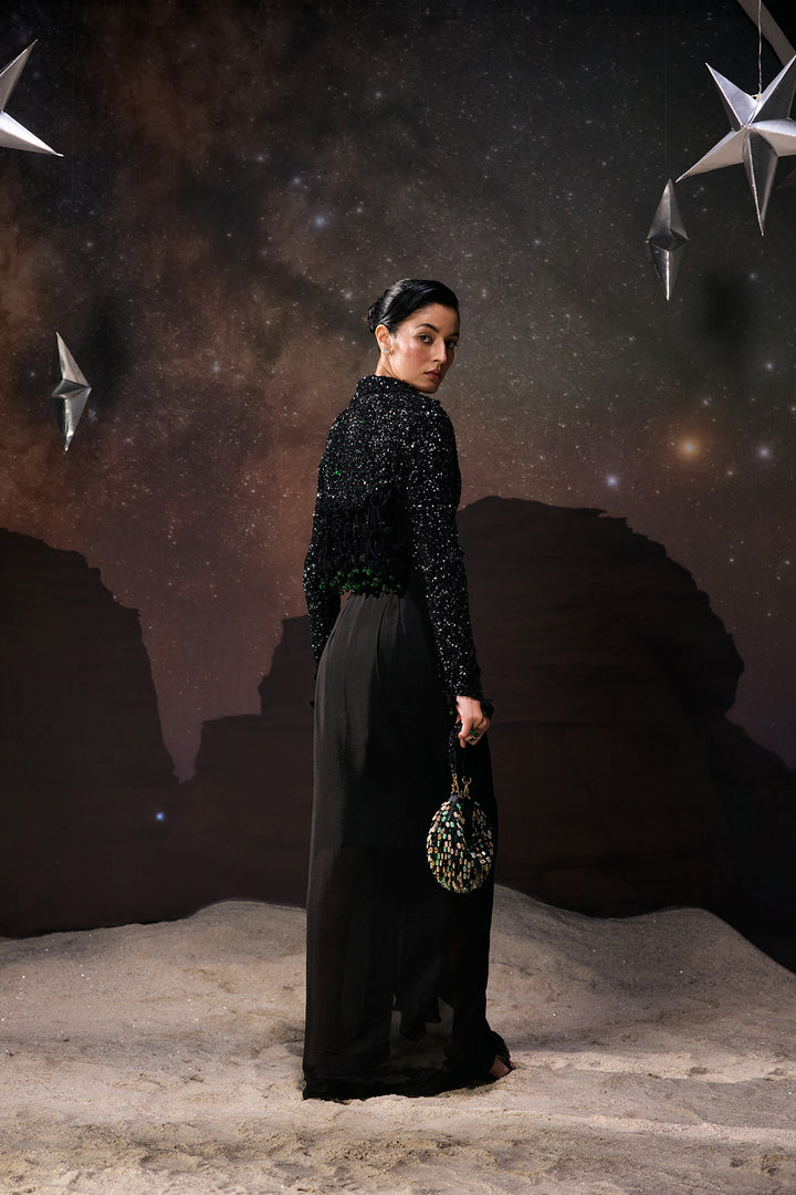 Eclipse Noir Drape jacket Set