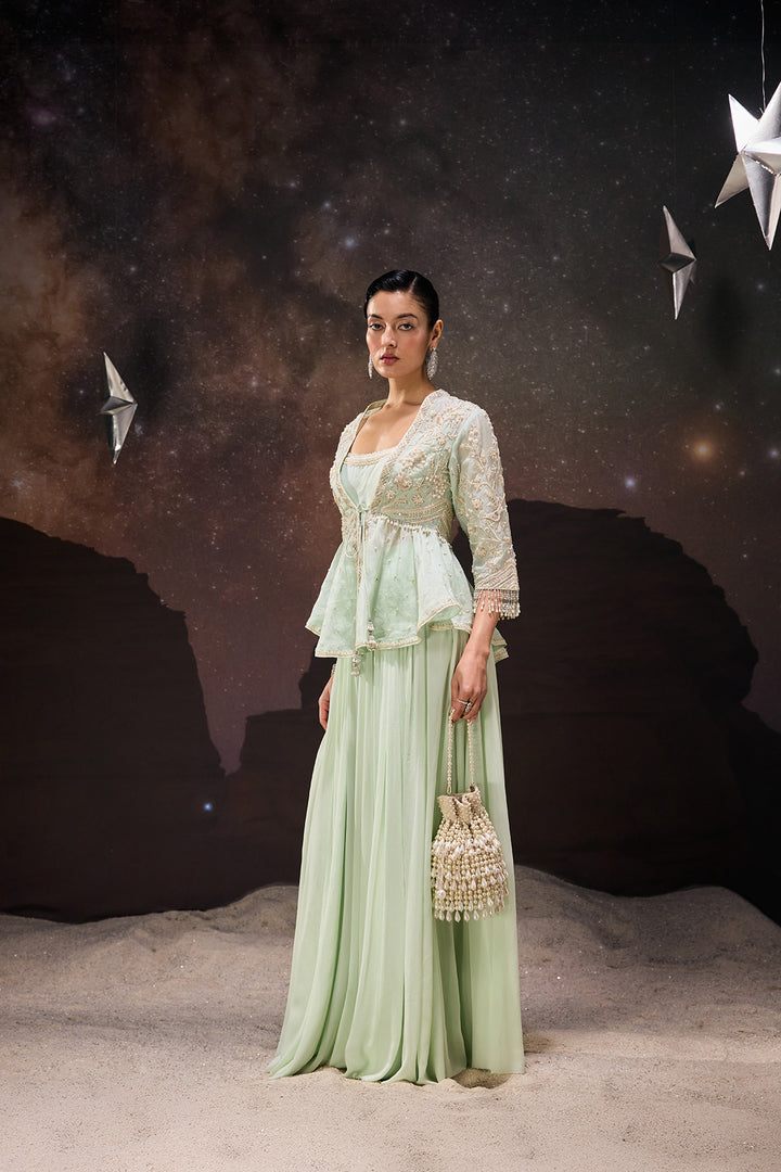 Mint Green Breezy Peplum Sharara Set