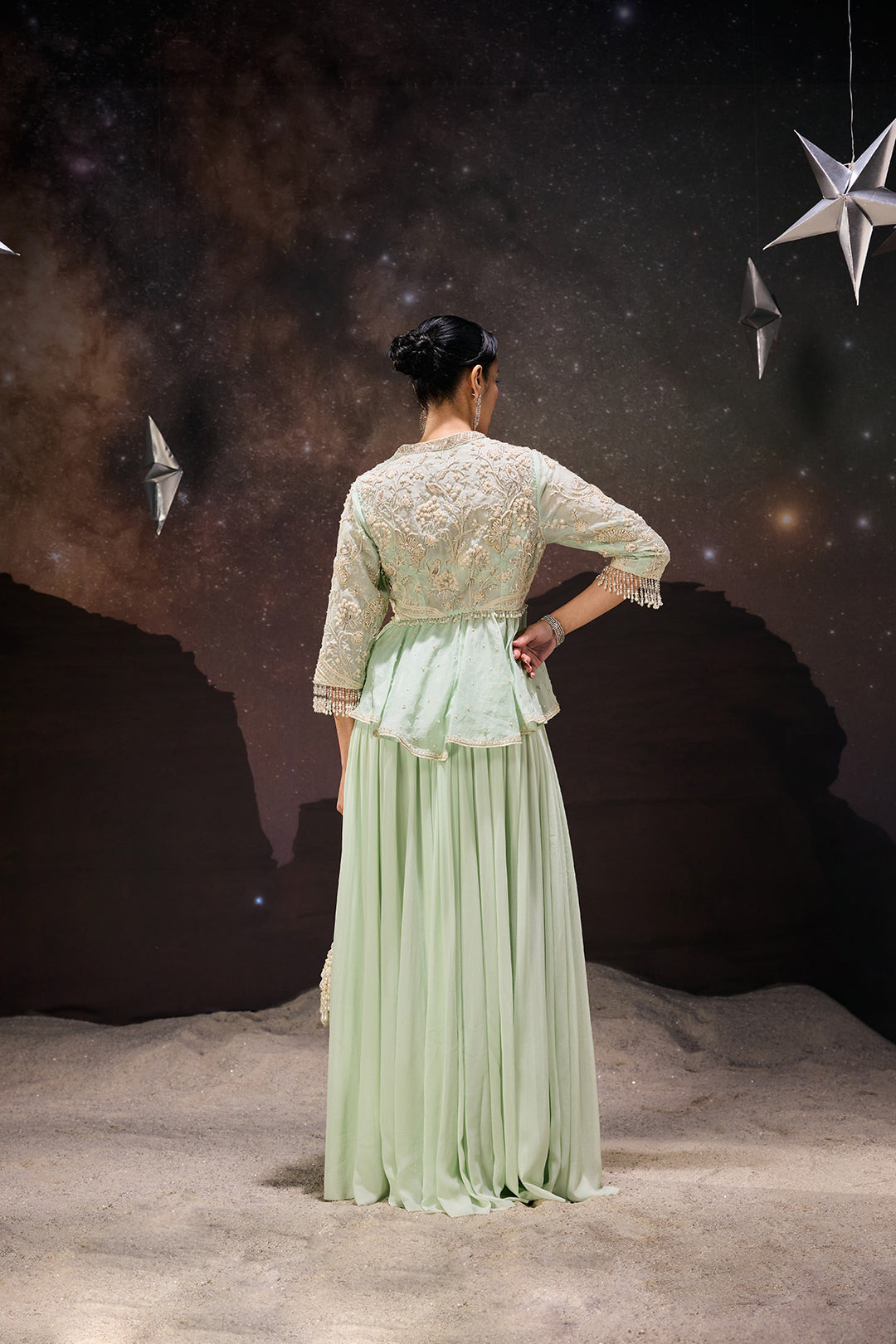 Mint Green Breezy Peplum Sharara Set