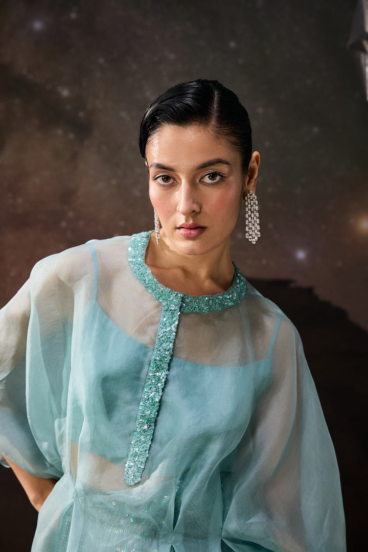 Ethereal Wave Draped Skirt Set