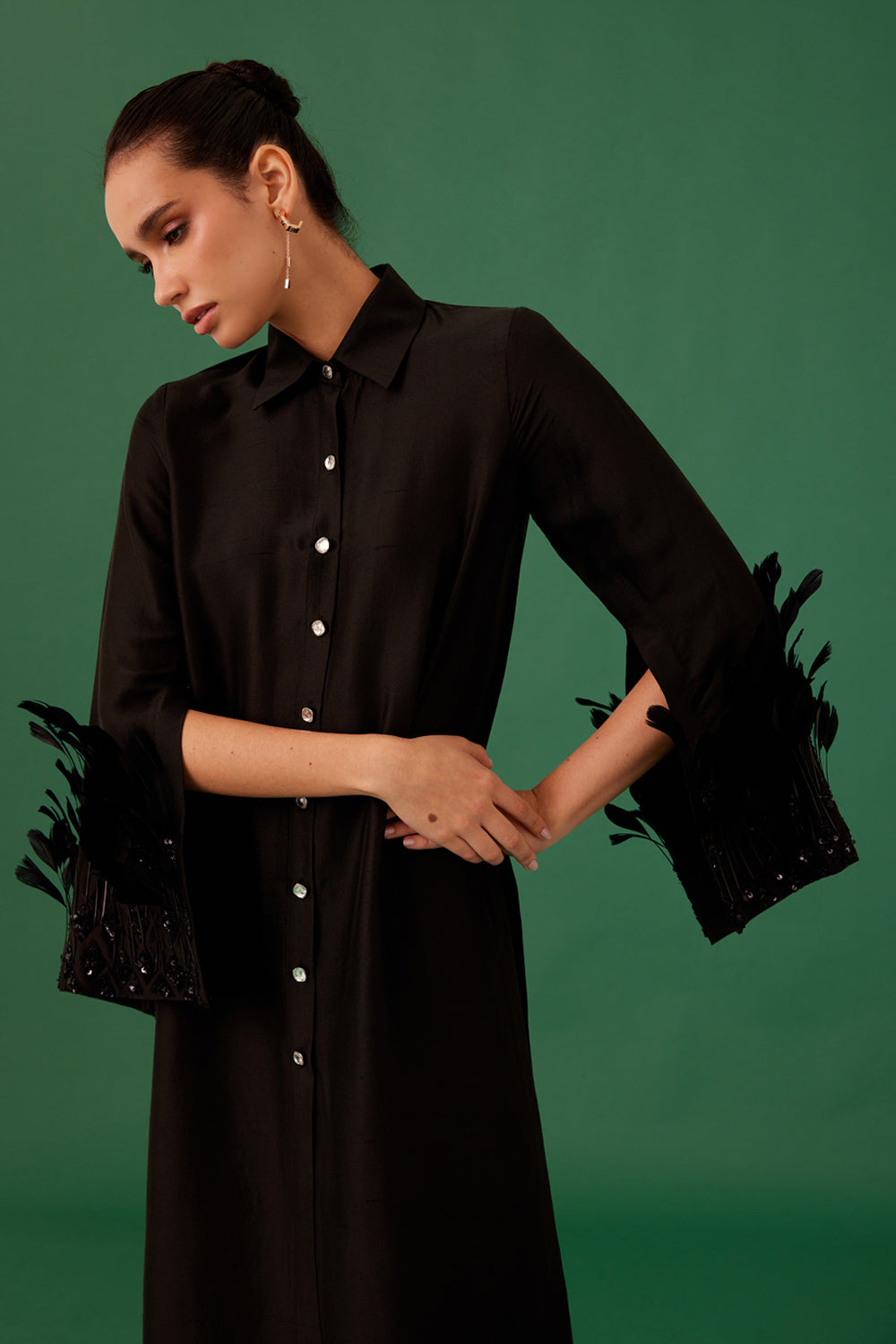 Black Long Shirt & Pant Set